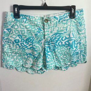 Lilly Pulitzer Buttercup 5" Inseam Shorts Seaside Aqua Scallop Hem Blue/Green  2